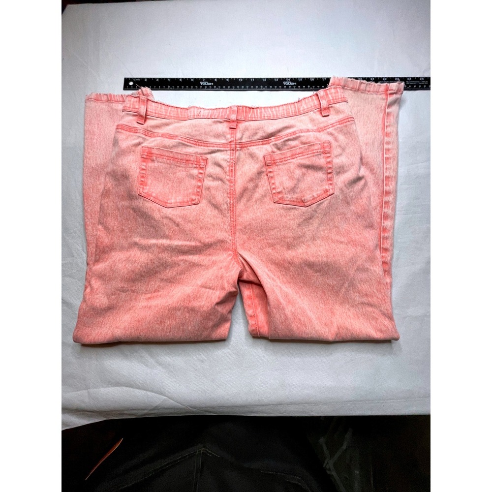 DG2 by Diane Gilman Jeans WOMEN L Pink Skinny Acid Wash Stretchy Waist Pull On - Picture 6 of 10